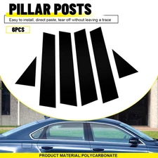 6pc Gloss Black Pillar Posts for 2011-2019 Volkswagen Passat Door Trim Cover Kit