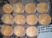 11 Indian Head's St. Gauden' & Walking Liberty's Gold Plated US COPY Coin Lot