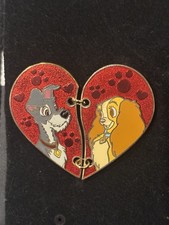Disney Lady and the Tramp Two Piece Hinged Heart Valentine Trading Pin 2015 2016
