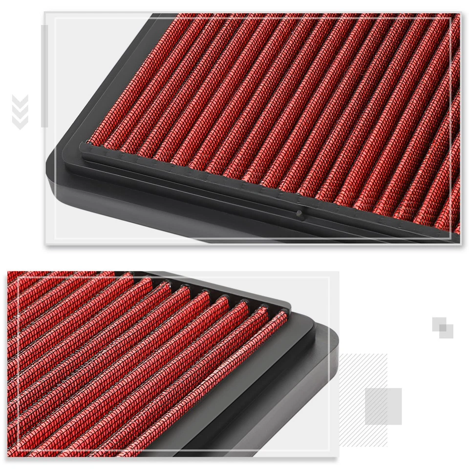 Panel de filtro de aire de alto flujo reutilizable rojo para 78-95 Porsche 928 4,5/4,7/5,0/5,4 L Foto 4 de 4