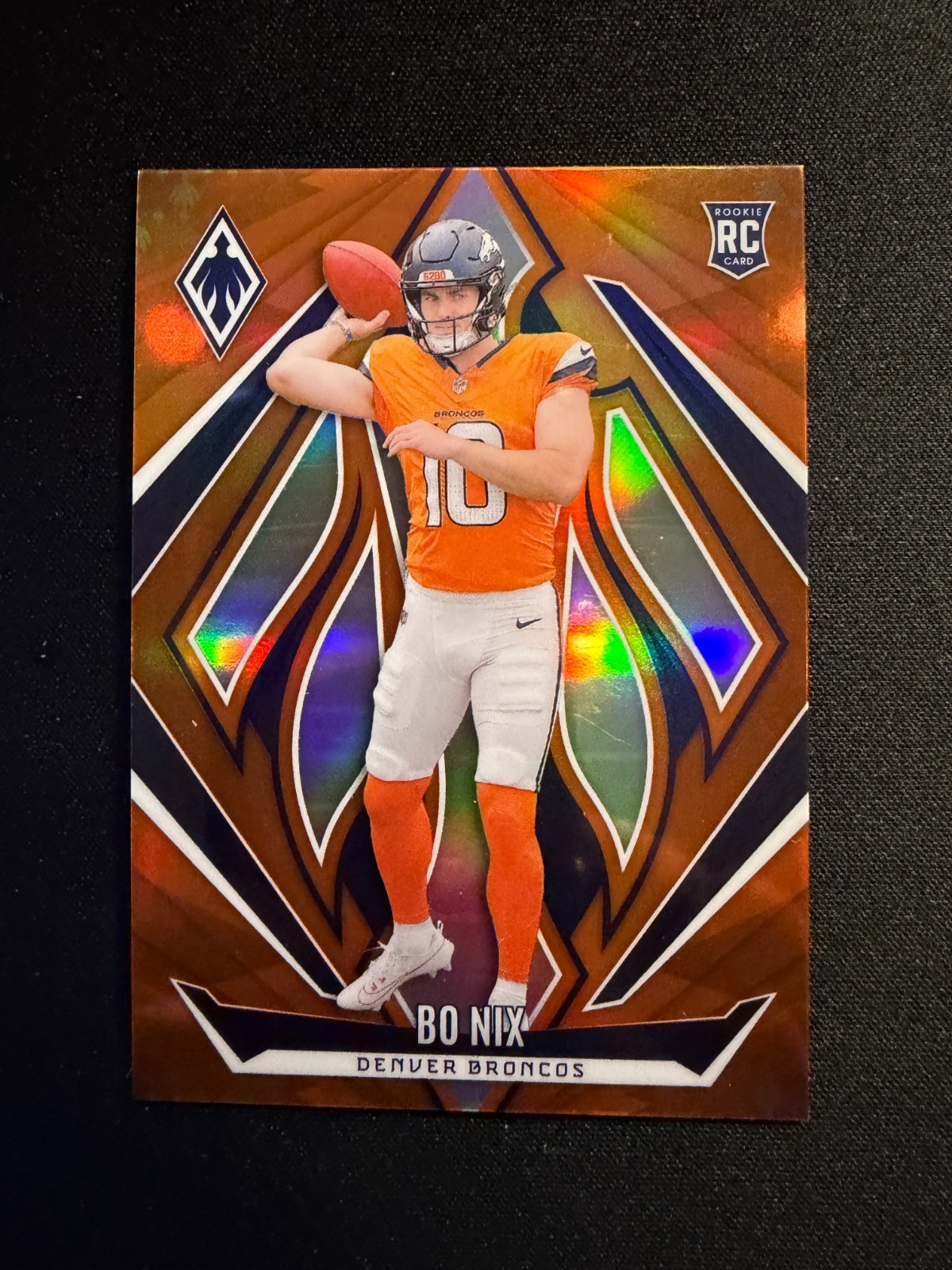2024 Panini Phoenix - Rookies Bo Nix #159 Orange Fade Color Match (RC) Broncos
