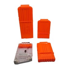 NERF N-Strike Elite Lot Of 4 Dart Magazine Clips Orange Clear Ammo Replacement