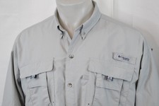 COLUMBIA PFG BAHAMA OMNI-SHADE XL Men's 100 Nylon Vented Shirt Gray
