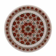 4' white Marble Table Top center Coffee side malachite Inlay decor mosaic q15