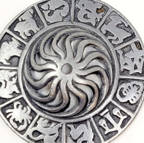 Vintage Zodiac Signs Celestial Sun Pendant for Necklace | Round Astrology Jewerl - Picture 3 of 6