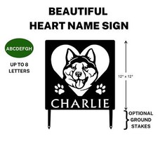 Akita Name Sign or Heart Memorial Wall or Yard Plaque - Made in USA