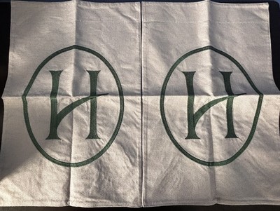 Monogram Linen Green/Brown H Initial Tea Towels