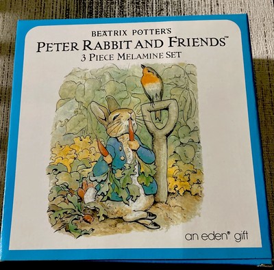 Vintage 1991 Beatrix Potter Peter Rabbit & Friends Melamine 3pc Dinner Set