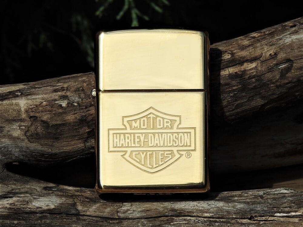 Zippo Lighter - Harley Davidson - Bar and Shield - Brass - Rare