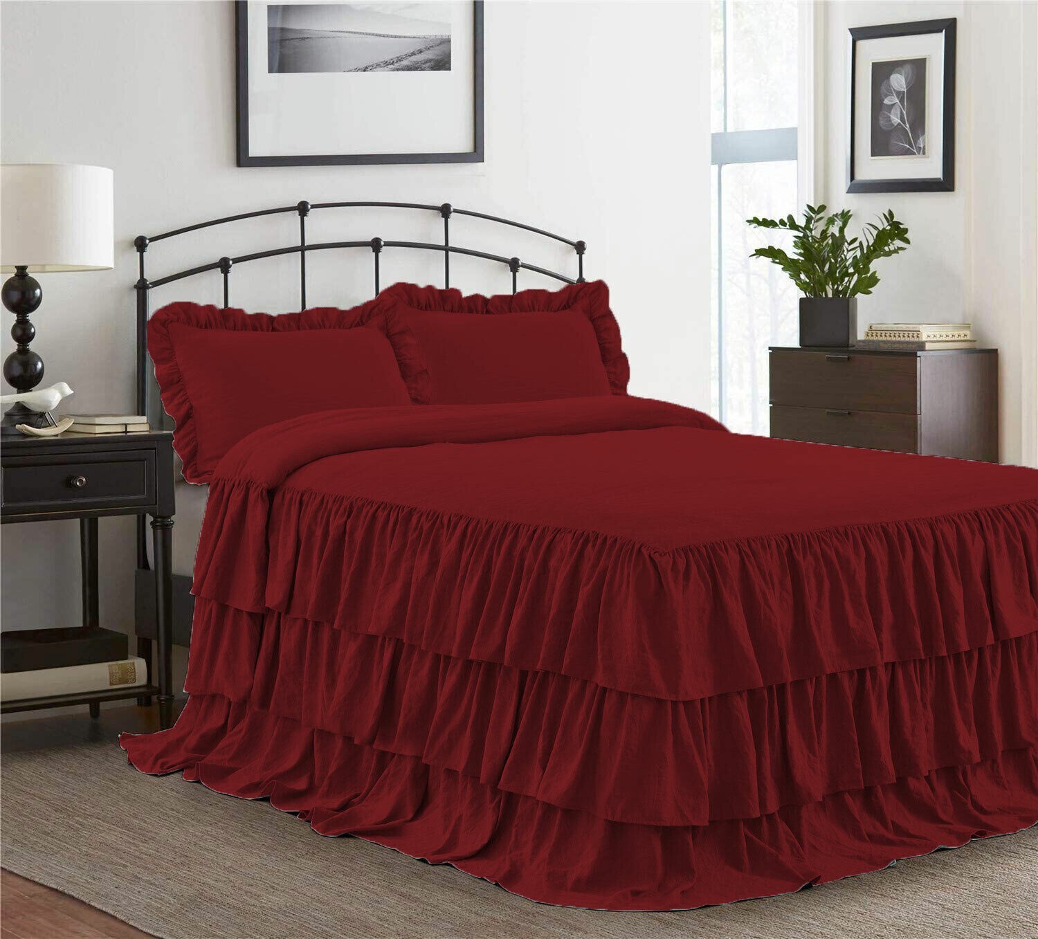 1 Piece 400 tc Egyptian Cotton New Ruffle Bed Spread 20