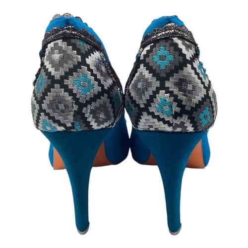 Poetic Licence Womens Teal Siren Velour High Heel Court Shoes Size UK 5 New - Picture 6 of 10