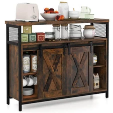 Industrial Buffet Sideboard Cabinet w/ Adjustable Shelves Spacious Table Top