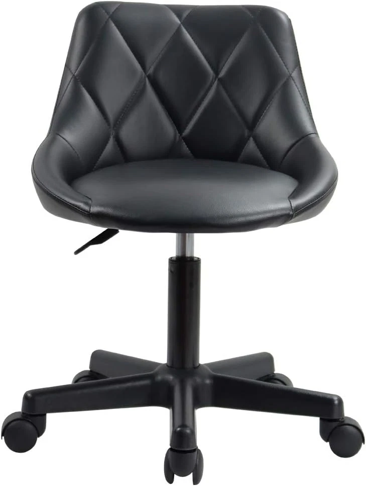 KKTONER Mid Back PU Leather Height Adjustable Swivel Modern Task