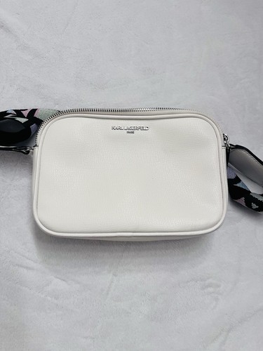 Karl Lagerfeld Paris Maybelle Crossbody Bag | Winter White/blush Zipper Closure - Picture 11 of 12