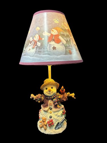 Christmas Primitive Winter Country Snowman Lamp • 15" Tall • Resin - Picture 2 of 8