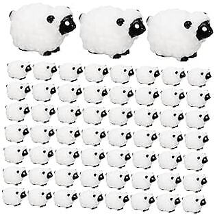 100Pcs Mini White Sheep Miniature Sheep Figurines Cute Miniature Figurines - Picture 1 of 9