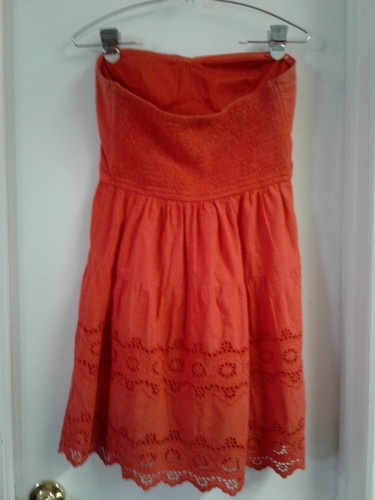 American Eagle Outfitters Dress Coral Lace Strapless Summer Size 6 - Picture 3 of 6