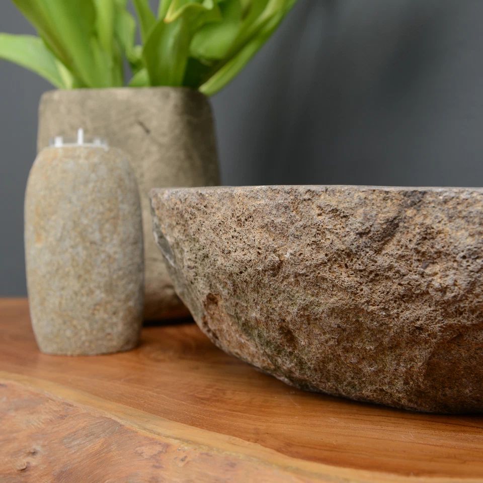 Schale aus Naturstein ca. 30 cm Dekoration Flussstein Steinschale wohnfreuden - Bild 2 von 4