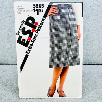 Simplicity 5203 A Line Skirt Below Knee Length Misses Size 10 14 Sewing Pattern