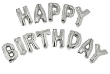 Happy Birthday Silver Balloon Set - 16" air fill