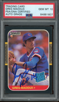 Greg Maddux Signed/Autographed 1987 Donruss Rookie Card Auto