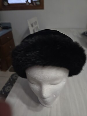 Betmar New York Black Velvet Hat Faux Fur Trim | eBay display picture 3
