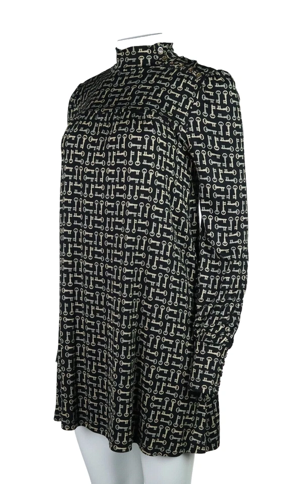 JUICY COUTURE US Mujer’s M Negro Estampado de Llaves Seda Jersey Tejido Bebé Muñeca Vestido Mini Foto 2 de 4