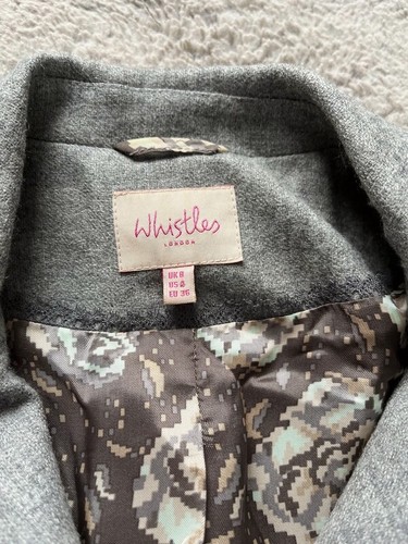 Whistles Grey 100% Wool Blazer Jacket With Belt Size 8 - Picture 9 of 16