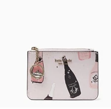 NWT NEW Kate  Spade Laurel Way Bitsy Champagne Card Case Key Fob Pouch Wallet