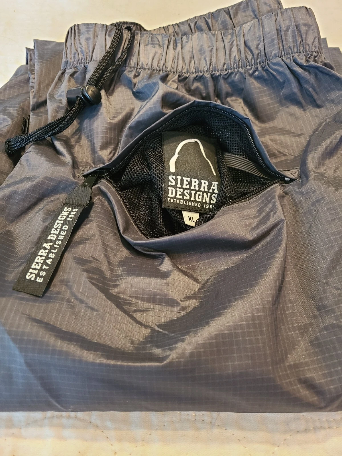 Sierra Designs Men's Packable Rain/Wind Breaker, Grey Nylon Pants XL