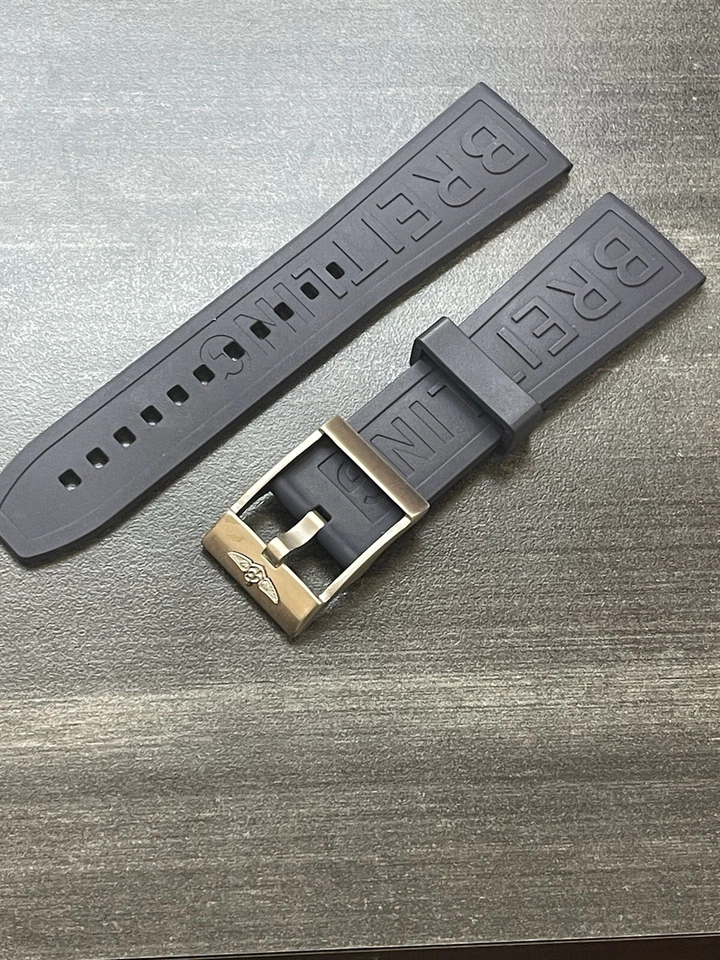 BREITLING OEM 24MM Diver Pro Navy Blue Rubber Strap w/ OEM Tang Buckle - Image 3 of 3