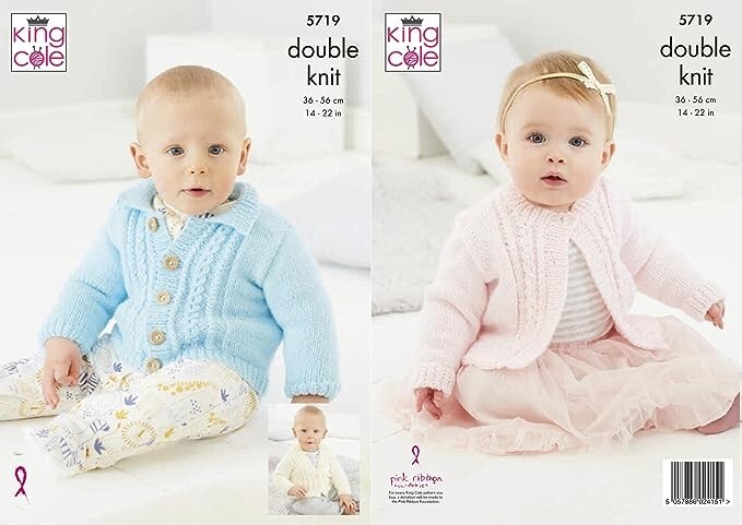 King Cole DK Knitting Pattern - 5719 Baby Cardigans