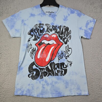 ROLLING STONES TIE DYE SHIRT Mens Small S BLUE Rock Music Concert Tongue NWT
