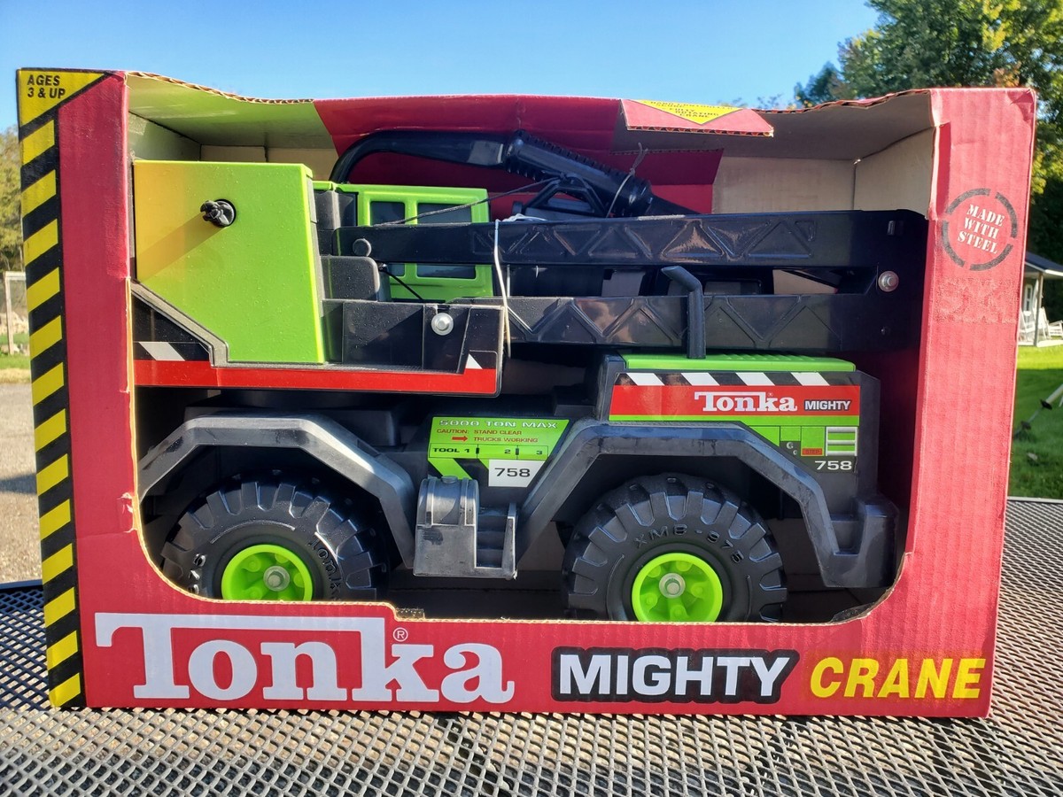 Tonka Mighty Crane Truck 758 Euclid Green Pressed Steel 2000 Toy