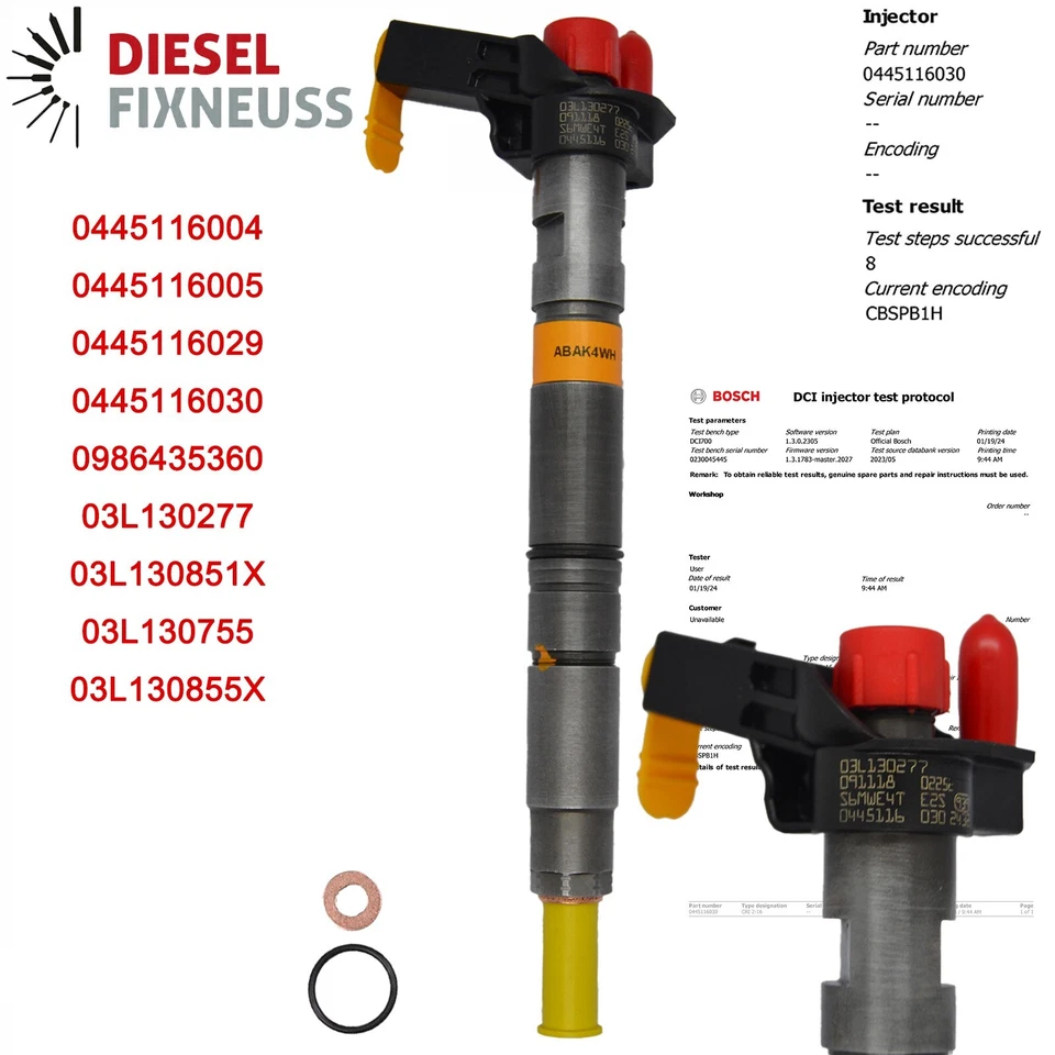 4x Injektor Einspritzdüse BOSCH 03L130277 VW AUDI SEAT SKODA 2,0 TDI 0445116030 - Bild 2 von 4