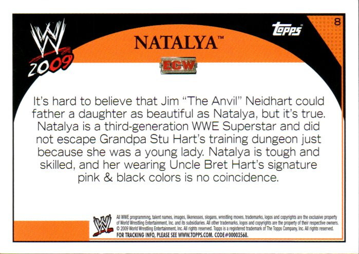 2009 Topps WWE Wrestling Card #8 Natalya Neidhart | eBay