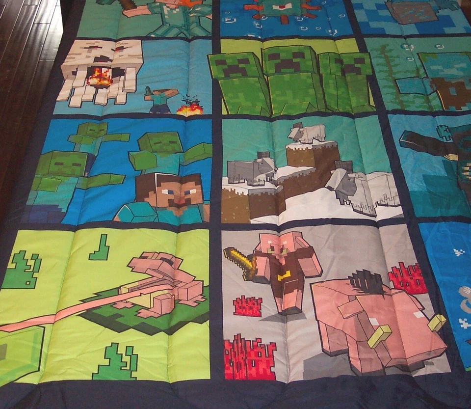 MANTA EDREDÓN REVERSIBLE TAMAÑO COMPLETO/VIDEOJUEGO MINECRAFT 2023 NUEVA Foto 4 de 4