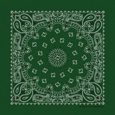 Hunter Green Paisley 22x22 Bandanna, Made in USA, great for crafts customes