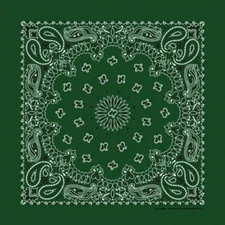 Hunter Green Paisley 22x22 Bandanna, Made in USA, great for crafts customes