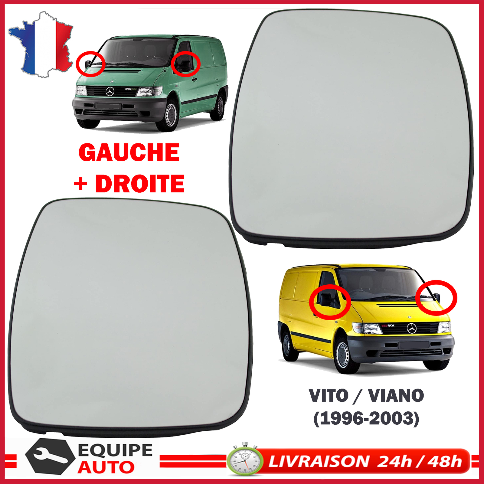 Glace retro degivrant Vito 638 miroirs chauffants gauche droit