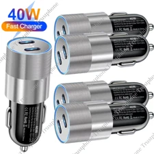Dual USB C Type C PD Fast 40W Car Charger Adapter Lot For iPhone 15 iPad Android
