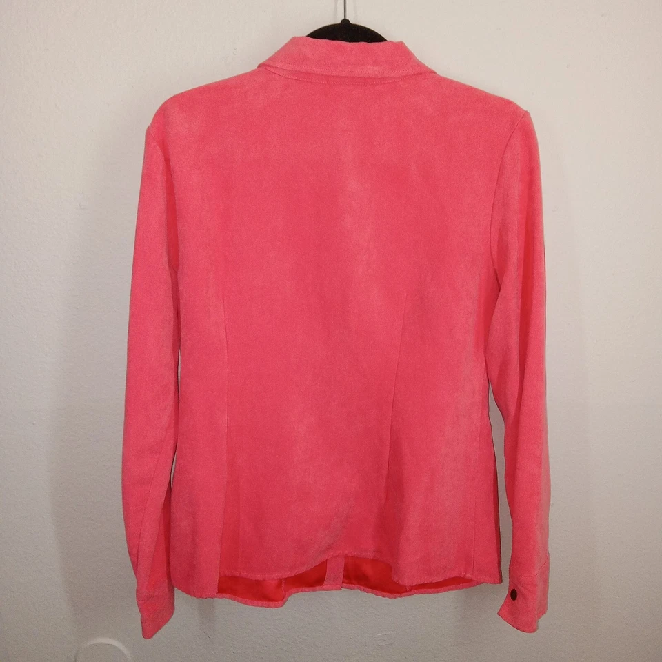 Chaqueta Cato Botón a Presión Rosa Coral Mediana Suave Elastizada Informal Top Para Mujer Foto 4 de 4