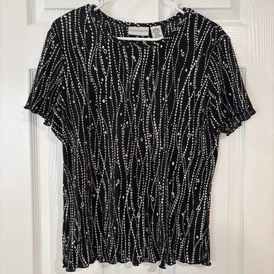 Jacklyn Smith womens black and white short sleeve shirt. size large