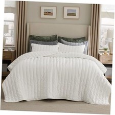 Velvet Quilt King Size Set - 108"x96" King/Cal King 06 - Cream White