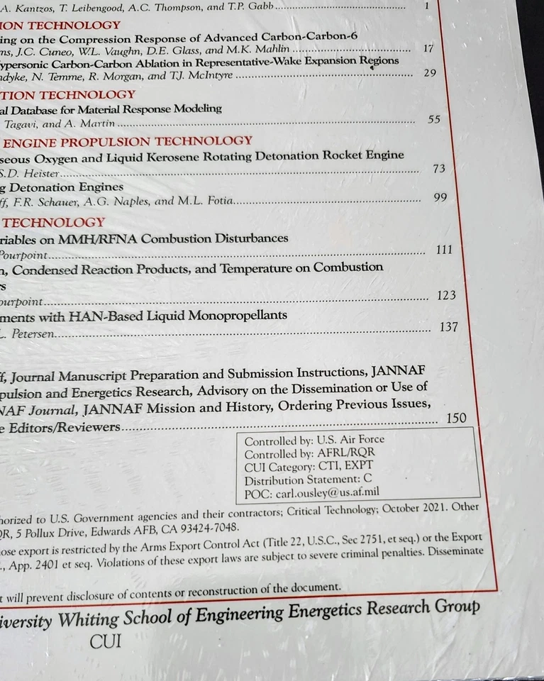 2021 JANNAF Johns Hopkins whiting school of engineering Vol. 12 No.1 - Image 2 of 4