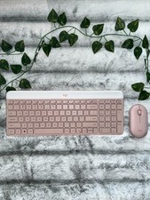 Logitech Light Pink Wireless Keyboard and Mouse Combo with Slim Design USB