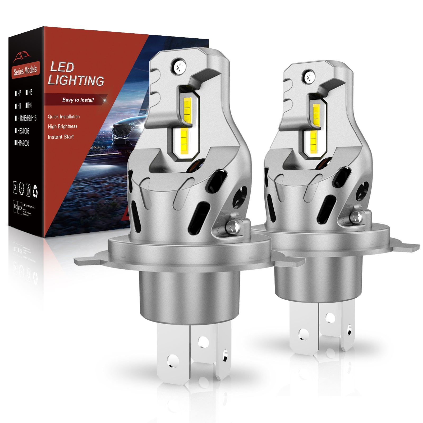 Auxiracer H4 LED Lampadina per Fari Auto 6000k Abbagliante Anabbagliante CANBUS - Miniatura 14