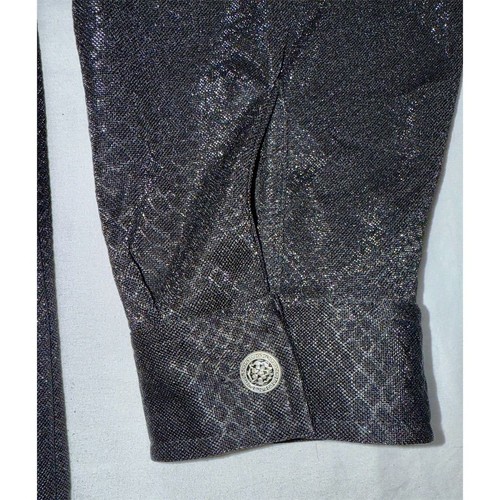 Camisa Beau Gent Para Hombre Negra Texturizada Manga Larga Abotonada Talla L Serpiente de Lujo - Imagen 4 de 13
