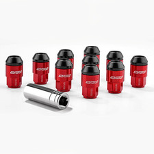Set Of 20 M12x1.5 Lug Nuts Bulge Acorn Nut Wheel Light Nut Bolt 42mm Length Red