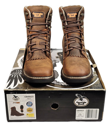 Georgia Boot Carbo-Tec FLX Brown Waterproof 8'' Work Boots Men's Sz 9.5W GB00623